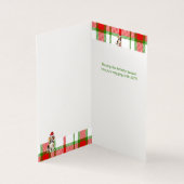 ビーグルドッグレッド&グリーンプレイドホリデーカード (内部)