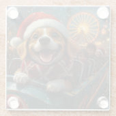 ビーグルドッグローラーコースタークリスマス ガラスコースター (裏面)