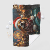 ビーグルドッグローラーコースタークリスマス ゴルフタオル (インサイチュ)