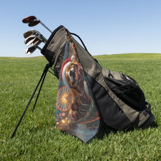 ビーグルドッグローラーコースタークリスマス ゴルフタオル (グリーン)