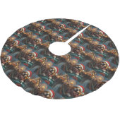 ビーグルドッグローラーコースタークリスマス ブラッシュドポリエステルツリースカート (アングル)