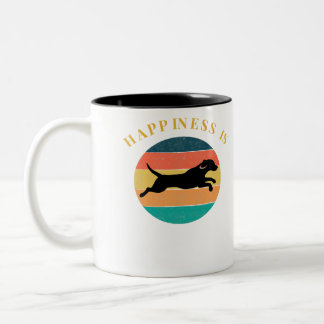 ビーグルドッグヴィンテージレトロハピネス男性へWome ツートーンマグカップ