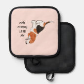 ビーグルドッグ最高のマイフレンドカスタムペット名 鍋敷き (正面/裏面)