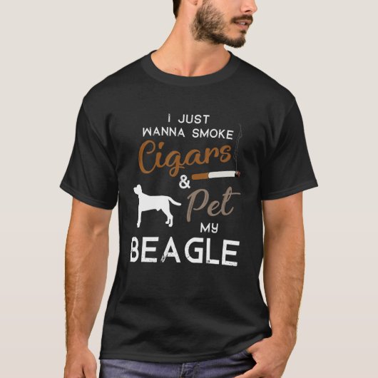 ビーグルドッグ葉巻ラバーオーナークリスマス誕生日ギ Tシャツ (正面)