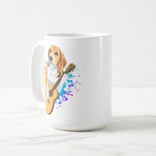 ビーグルドッグ遊のアコースティックギターコーヒーマグ コーヒーマグカップ (正面左)