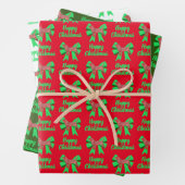 ビーグルハウンドクリスマスドッグ&グリーンボウ ラッピングペーパーシート (インサイチュ)