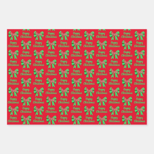 ビーグルハウンドクリスマスドッグ&グリーンボウ ラッピングペーパーシート (正面)