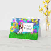 ビーグルハウンドッグハッピーバースデー カード (黄色い花)