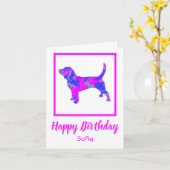 ビーグルハウンドドッグおもしろい誕生日カード カード (黄色い花)