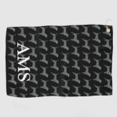 ビーグルハウンドドッグキュートシルエットY&Bグリッドブラック ゴルフタオル (横)