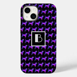 ビーグルハウンドドッグピンクブルーシルエットモノブラック Case-Mate iPhone 14ケース
