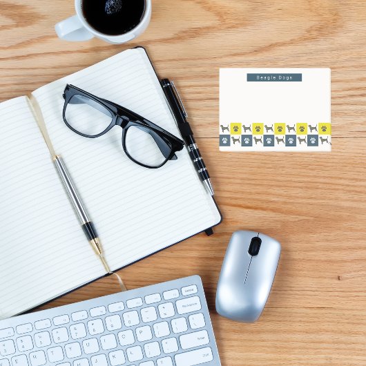 ビーグルハウンドドッグ&ポーイエロー&ブルーグリッド ポストイット