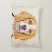 ビーグルハウンド絵画ドッグのオリジナルアニマルアート アクセントクッション (裏面(縦))