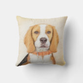 ビーグルハウンド絵画ドッグのオリジナルアニマルアート クッション (裏面)