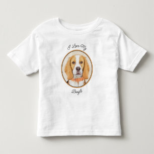 ビーグルハウンド絵画ドッグのオリジナルアニマルアート トドラーTシャツ