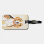 ビーグルハウンド絵画ドッグのオリジナルアニマルアート ラゲッジタグ (裏面横)