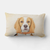 ビーグルハウンド絵画ドッグのオリジナルアニマルアート ランバークッション (裏面)