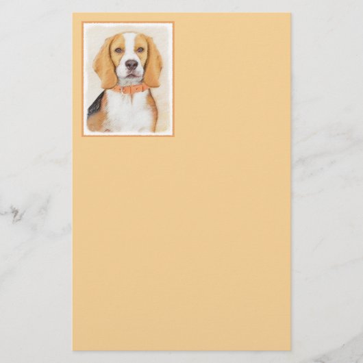 ビーグルハウンド絵画ドッグのオリジナルアニマルアート 便箋 (正面)