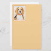 ビーグルハウンド絵画ドッグのオリジナルアニマルアート 便箋 (正面/裏面)