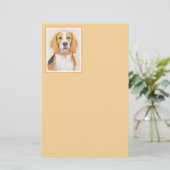 ビーグルハウンド絵画ドッグのオリジナルアニマルアート 便箋 (スタンド正面)