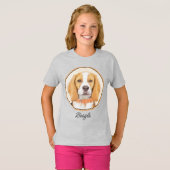 ビーグルハウンド絵画ドッグのオリジナルアニマルアート Tシャツ (正面フル)