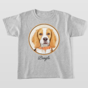 ビーグルハウンド絵画ドッグのオリジナルアニマルアート Tシャツ