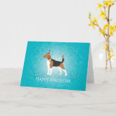 ビーグルハッピーバースデーデザイン カード (黄色い花)