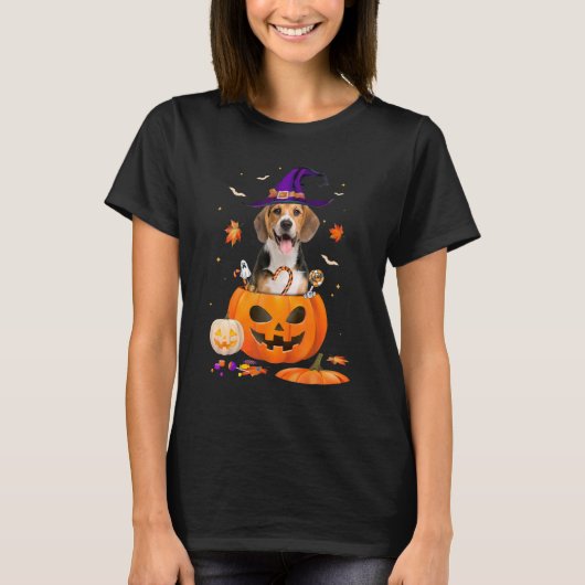ビーグルハロウィーンの衣装ハロウィンドッグ恋人 Tシャツ (正面)