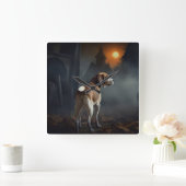 ビーグルハロウィーン怖い スクエア壁時計 (ホーム)