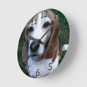 ビーグルバセットドッグ ラウンド壁時計 (傾斜)