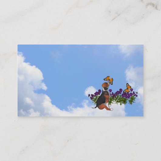 ビーグルバターフライズパンジーキュート名刺 名刺 (裏面)