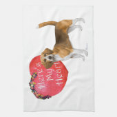ビーグルバレンタイン キッチンタオル (縦)