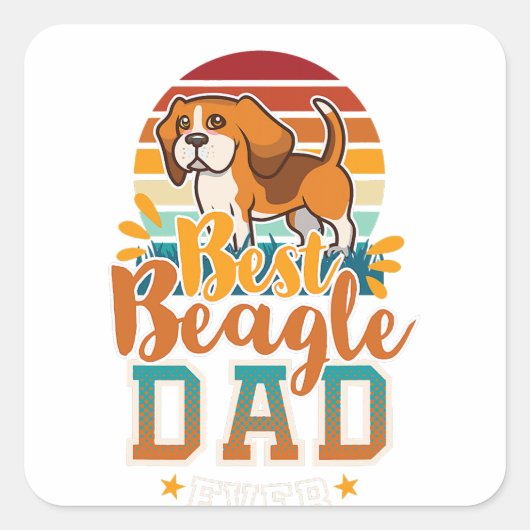 ビーグルパパイングリッシュbeagle dog daddy far愛犬家 スクエアシール (正面)