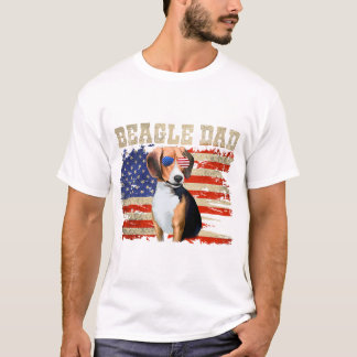 ビーグルパパメリカアメリカ国旗のドッグメンズ7月4日u tシャツ
