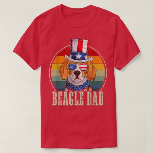 ビーグルパパレトロサングラス7月4日米国国旗F Tシャツ (デザイン正面)