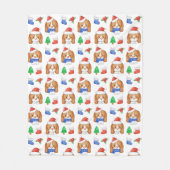 ビーグルパピーかわいい犬サンタフェスティバルクリスマス フリースブランケット (正面)