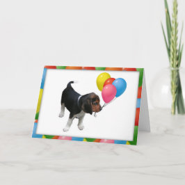 ビーグルパピーとバルーン誕生日カード カード