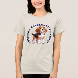 ビーグルパピーにキスをした トライブレンドTシャツ