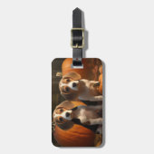 ビーグルパピーオータムデライトカボチャ ラゲッジタグ (正面縦)