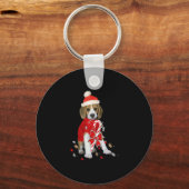 ビーグルパピークリスマスベビーボディスーツ キーホルダー (正面)