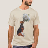 ビーグルパピーホワイトローズカワイドッグ Tシャツ (正面)