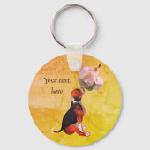 ビーグルパピーホワイトローズパーソナライズされたかわいい キーホルダー (裏面)
