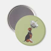 ビーグルパピーホワイトローズ動物磁石 マグネット (正面/裏面)