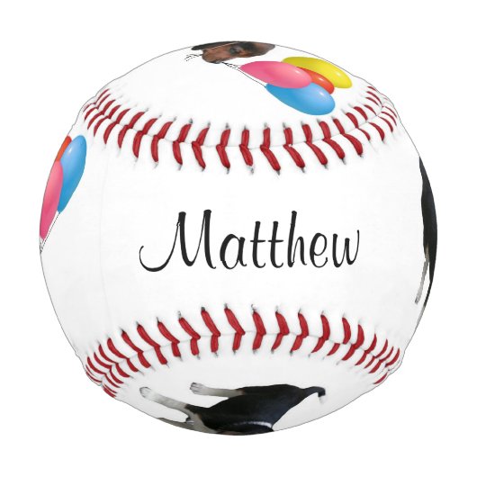 ビーグルパピー名前をカスタムする誕生日野球 野球ボール (正面)