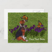 ビーグルパピー蝶カスタマイズ可能はがき ポストカード (正面/裏面)