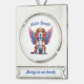 ビーグルパーソナライズされたメモリアルアクリルドッグオーナメント シルバープレートバナーオーナメント (左)