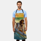 ビーグルビーチサーフィン絵画ズ エプロン (着用した状態)