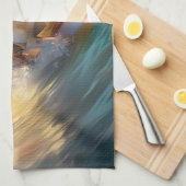 ビーグルビーチサーフィン絵画ズ キッチンタオル (四つ折り)