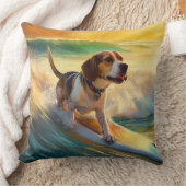 ビーグルビーチサーフィン絵画ズ クッション (ブランケット)