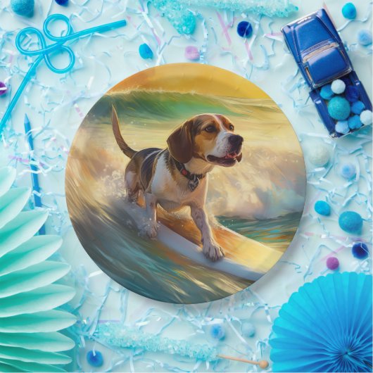 ビーグルビーチサーフィン絵画ズ ペーパープレート (パーティー)